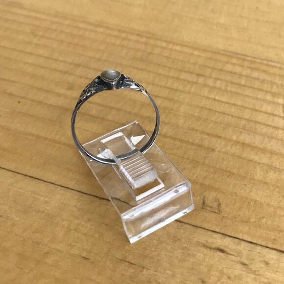 Marquise Abalone Shell Ring Vintage 90s 925 Silver Size 5 - Picture 8 of 10